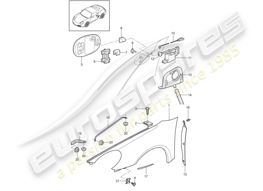 a part diagram from the porsche 2009 (987 boxster) parts catalogue
