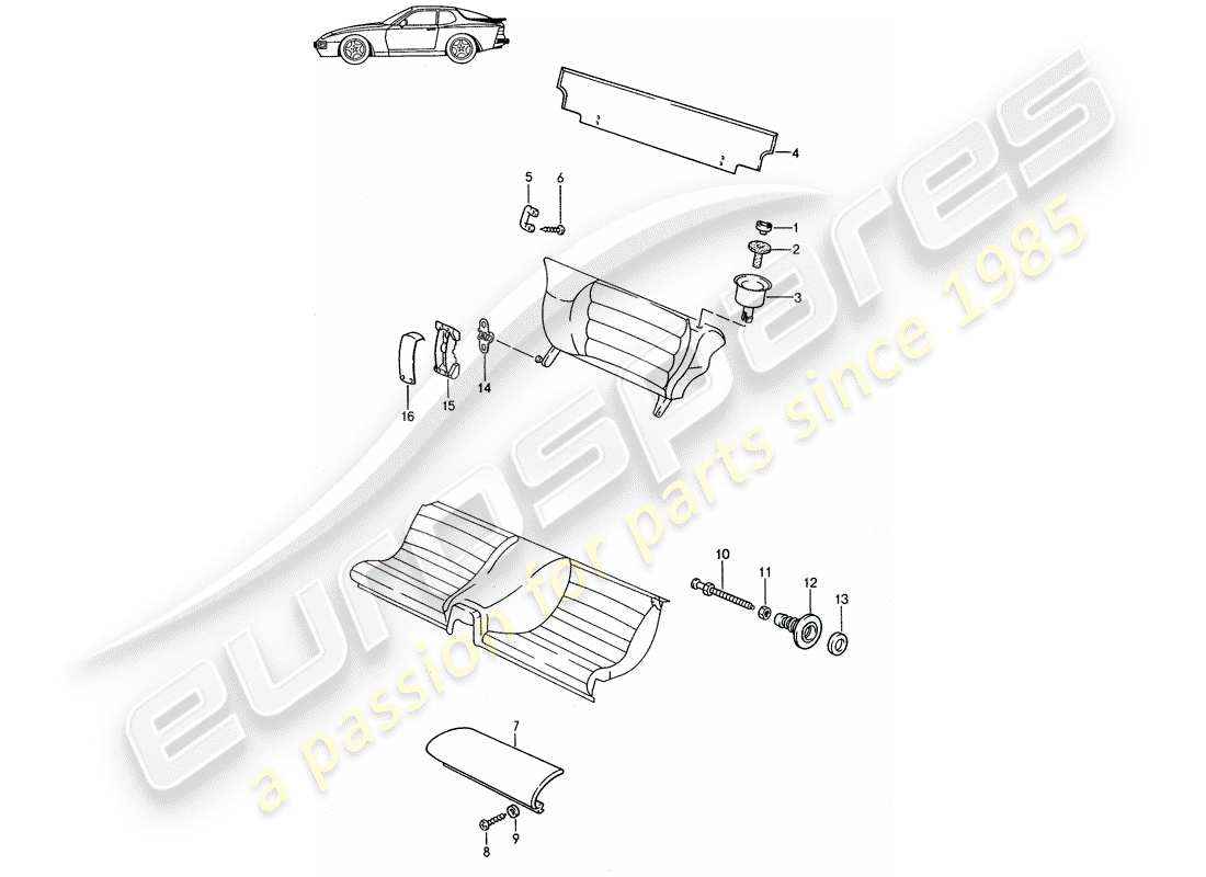 a part diagram from the porsche 1987 (seats for 944/968/911/928) parts catalogue