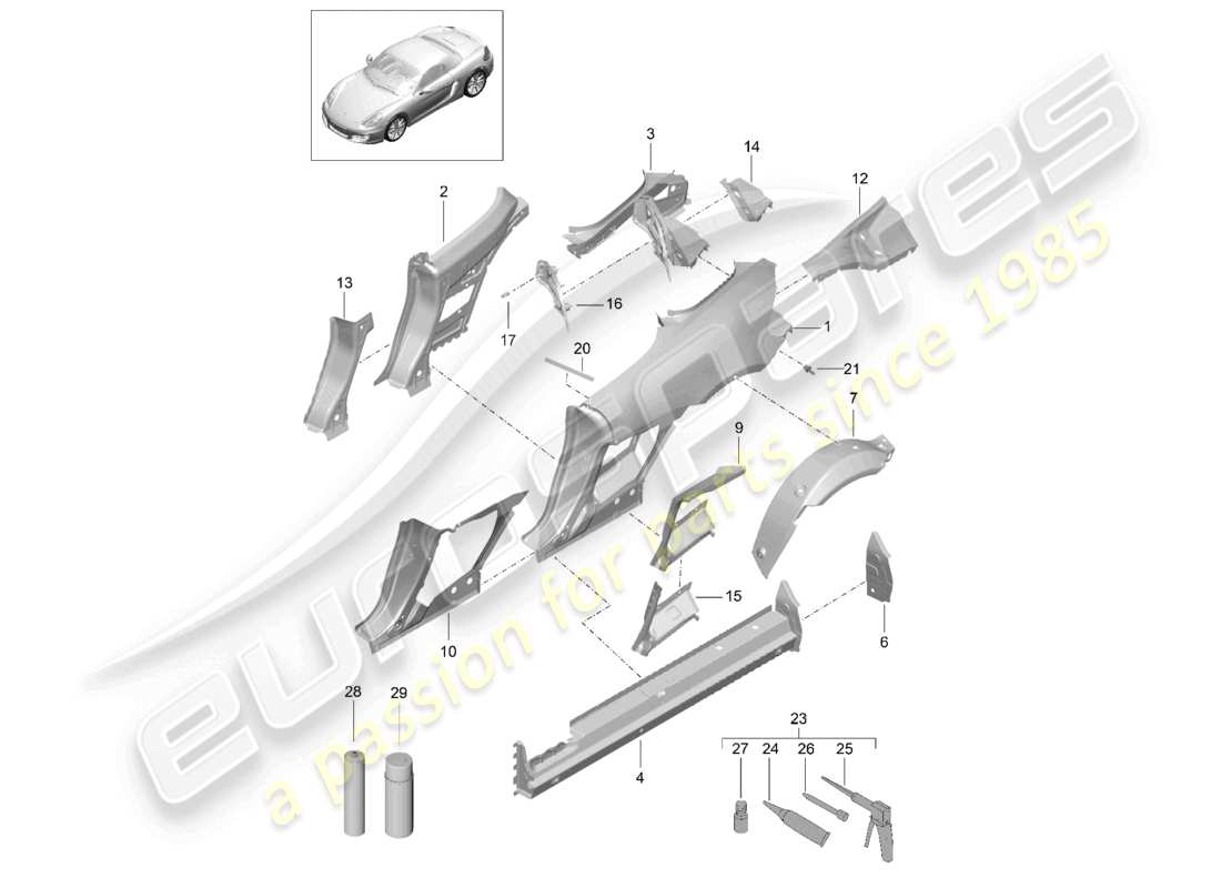 a part diagram from the porsche 2014 (981 boxster) parts catalogue