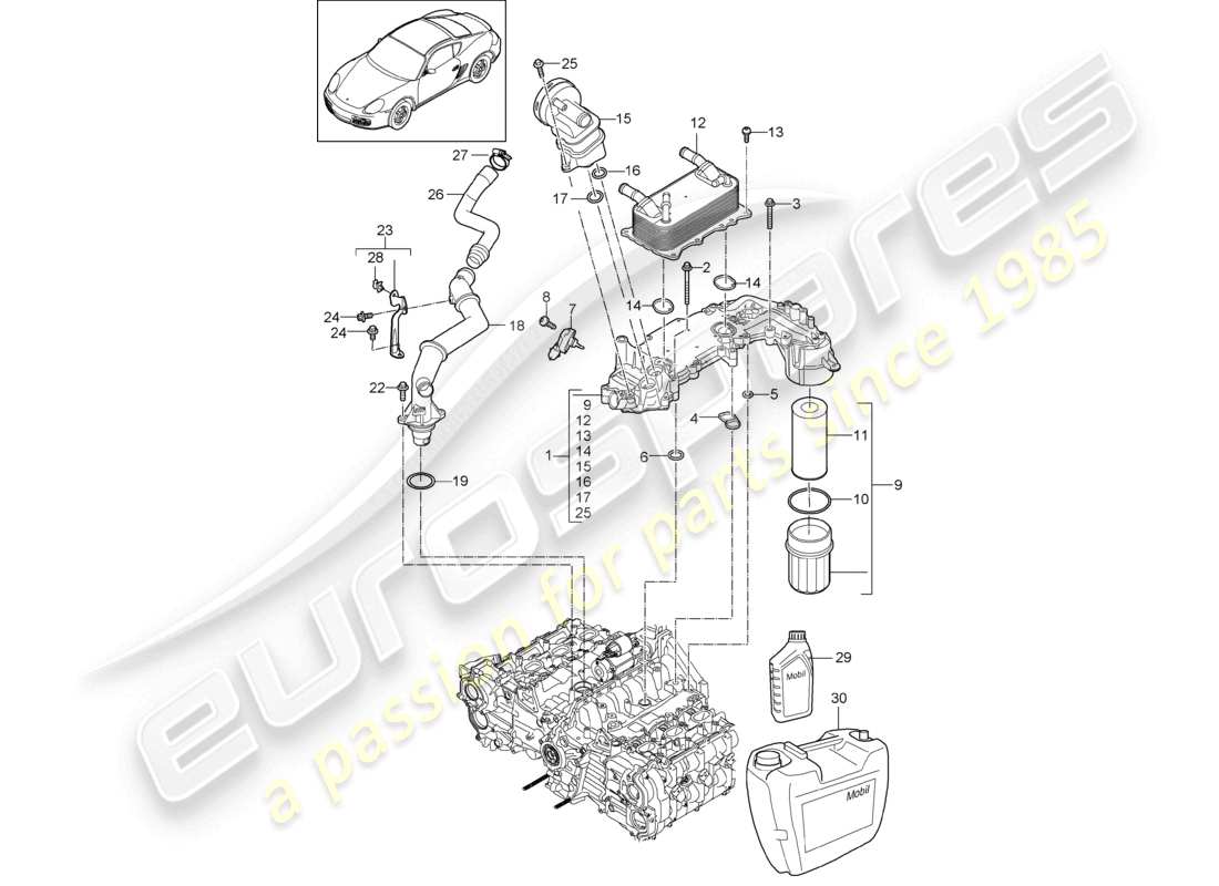 a part diagram from the porsche 2010 (987 cayman) parts catalogue