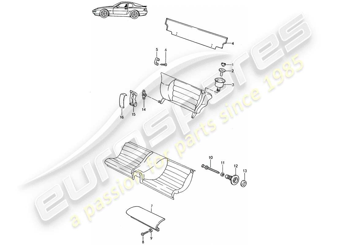 a part diagram from the porsche accessories and tequipment parts catalogue