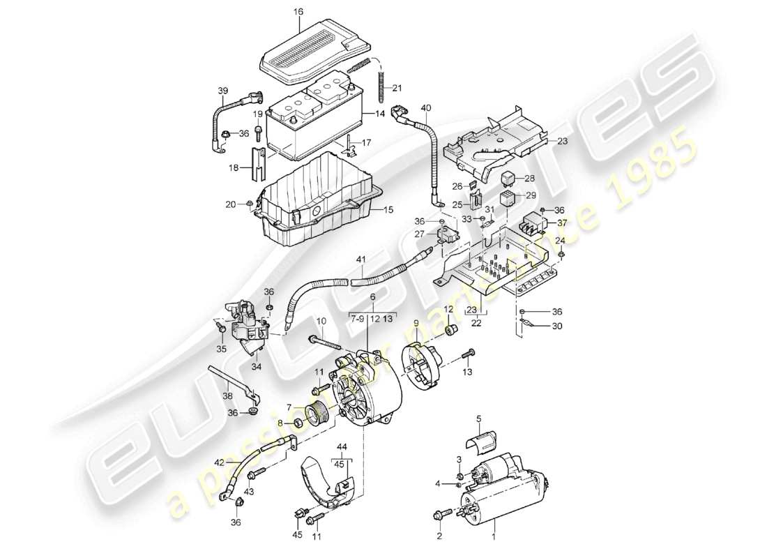 a part diagram from the porsche 2005 (cayenne e1 9pa) parts catalogue