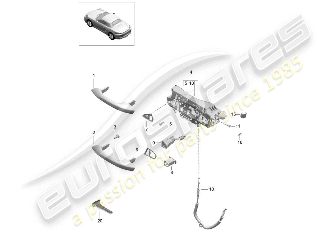 a part diagram from the porsche 2020 (718 boxster) parts catalogue