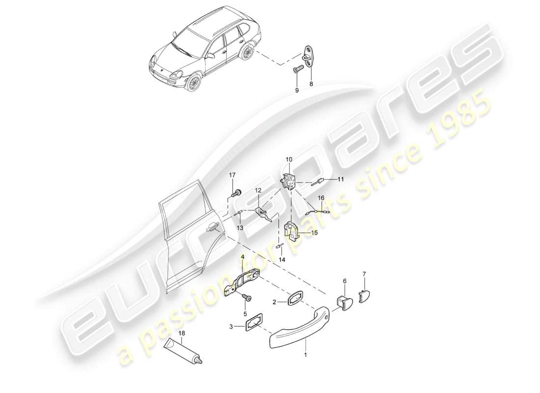 a part diagram from the porsche 2006 (cayenne e1 9pa) parts catalogue