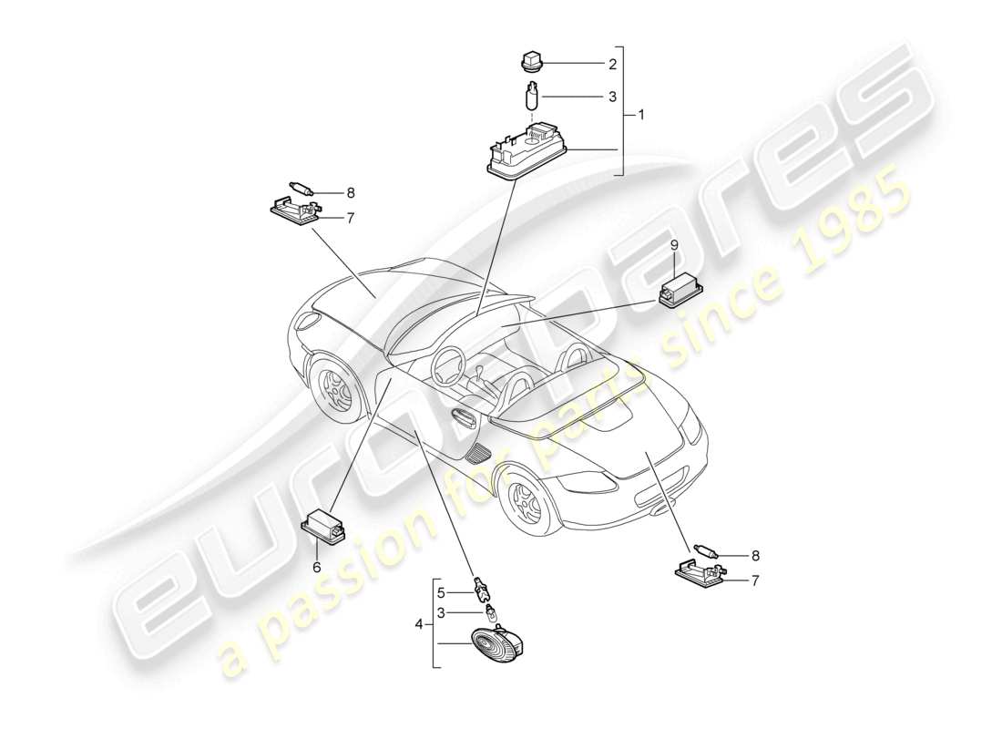 a part diagram from the porsche 2009 (987 boxster) parts catalogue