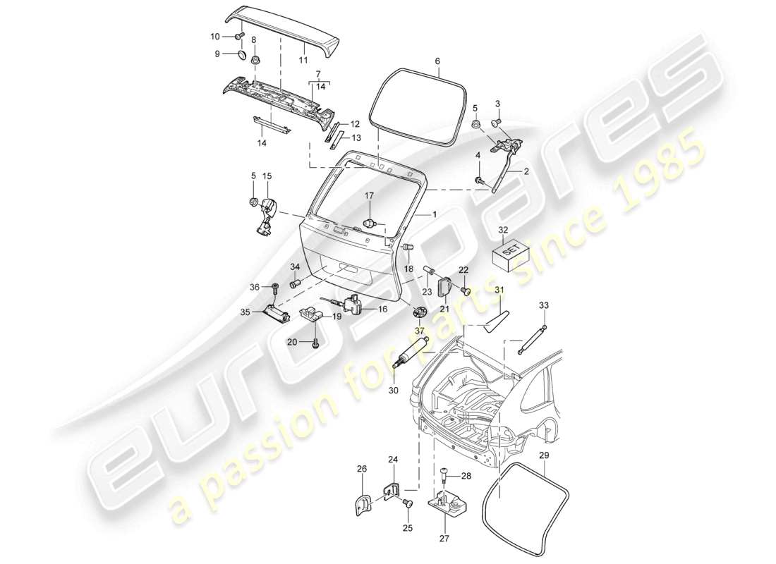 a part diagram from the porsche 2005 (cayenne e1 9pa) parts catalogue