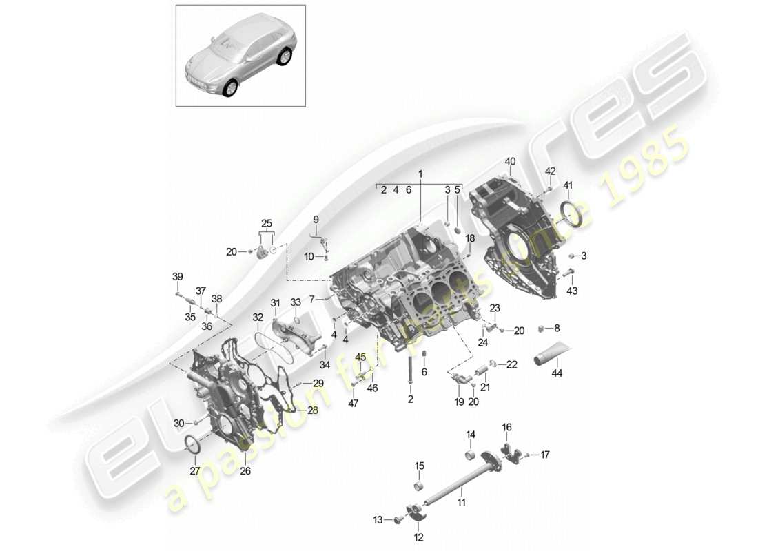 a part diagram from the porsche 2015 (macan) parts catalogue