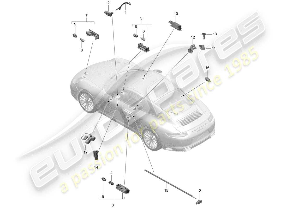 a part diagram from the porsche 991 parts catalogue