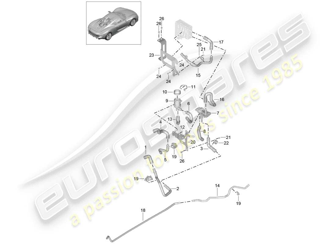 a part diagram from the porsche 918 spyder parts catalogue