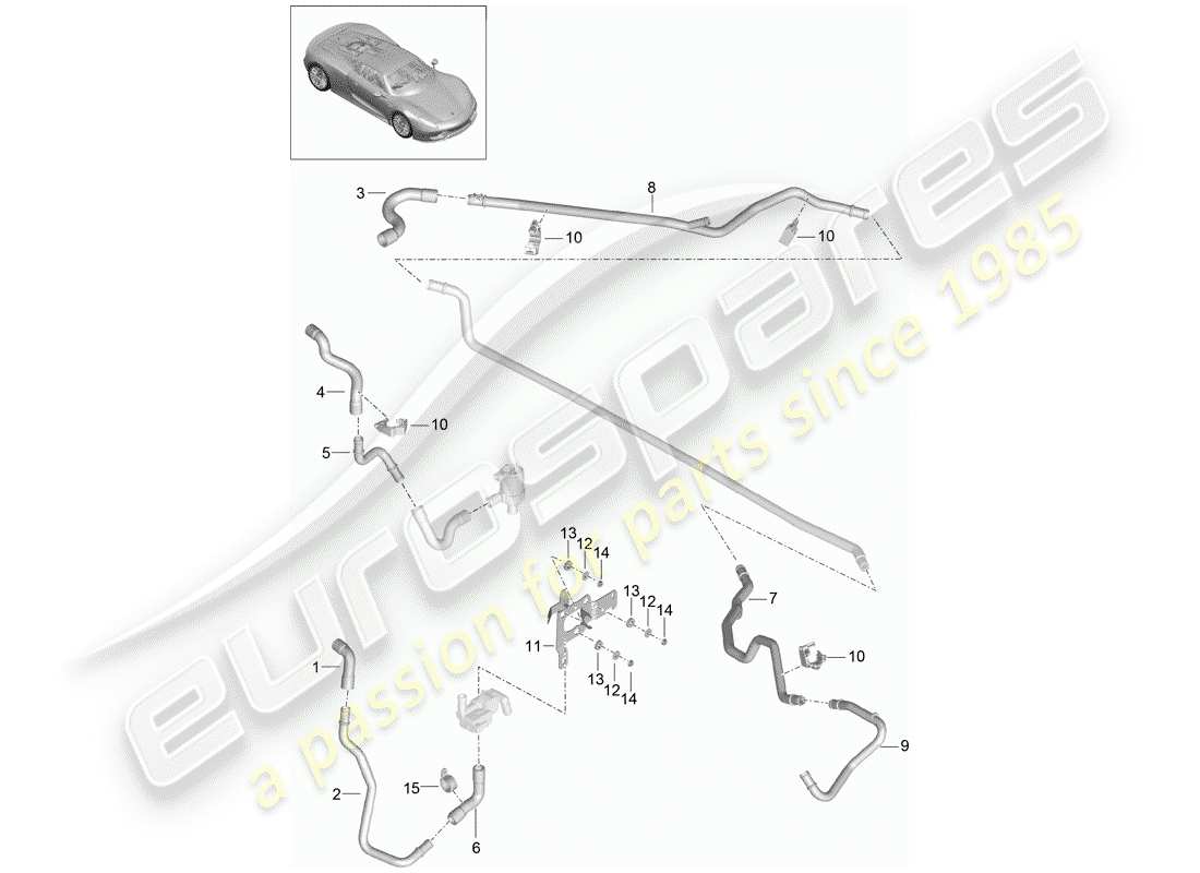 VIEW PARTS DIAGRAMS FROM THE PORSCHE 918 SPYDER PARTS CATALOGUE a part diagram from the porsche 918 spyder parts catalogue