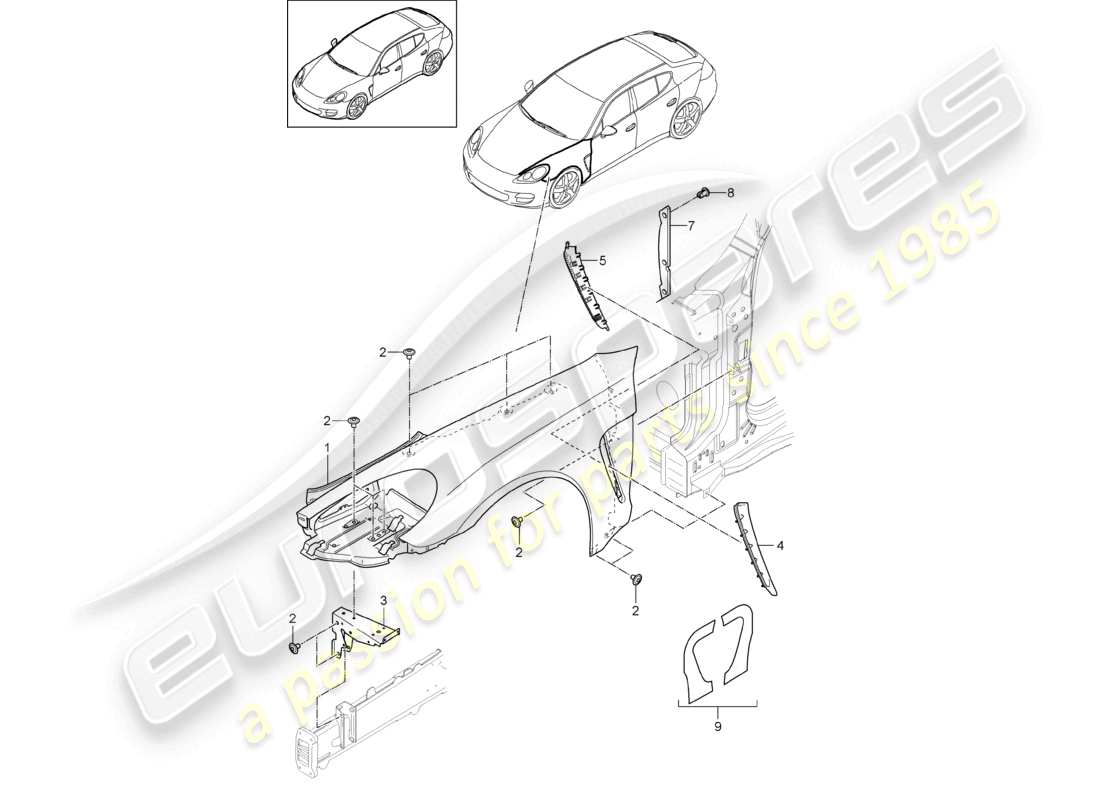 a part diagram from the porsche panamera parts catalogue