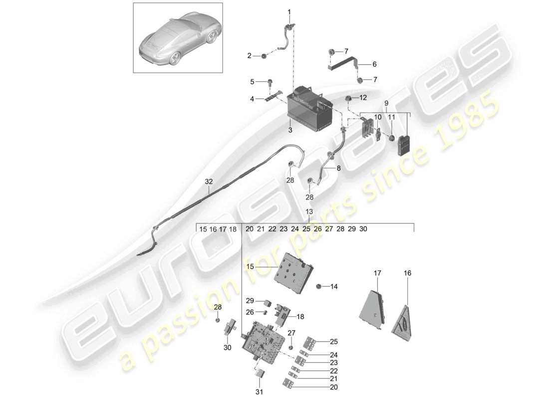 a part diagram from the porsche 2012 (991-1) parts catalogue