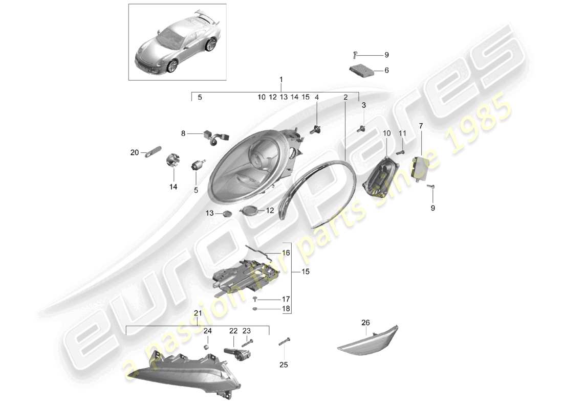 a part diagram from the porsche 991 parts catalogue