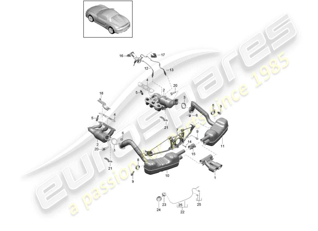 a part diagram from the porsche 2016 (981 boxster spyder) parts catalogue