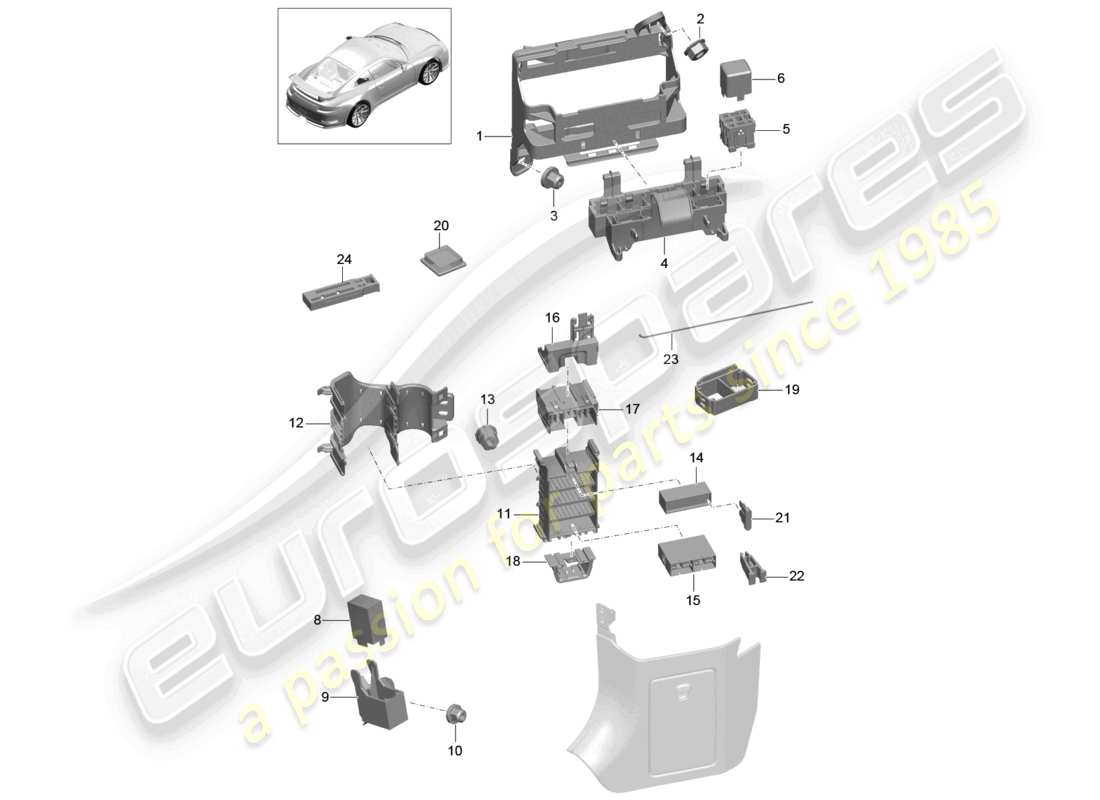 a part diagram from the porsche 2018 (991-2 r/gt3/rs) parts catalogue