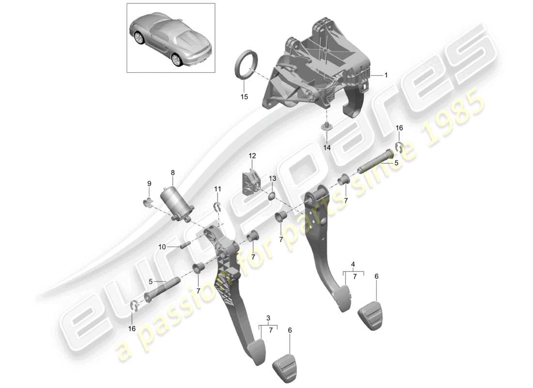 a part diagram from the porsche 2016 (981 boxster spyder) parts catalogue