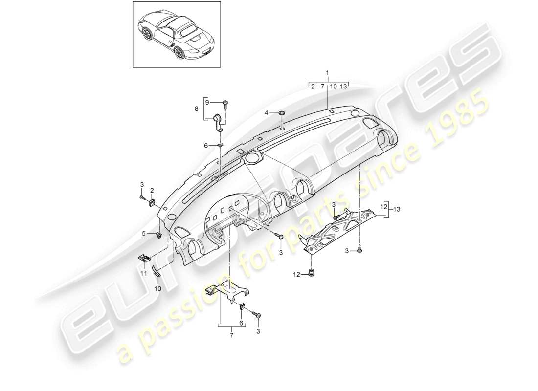 a part diagram from the porsche 2006 (987 boxster) parts catalogue