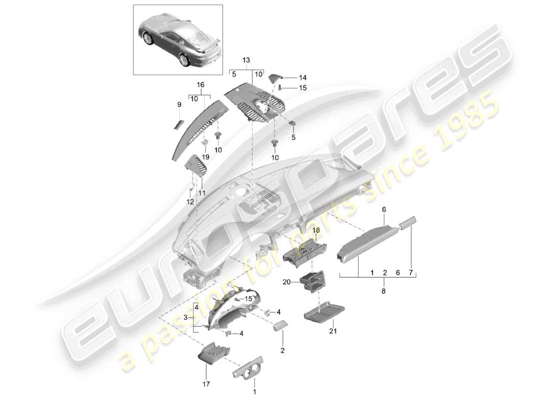 a part diagram from the porsche 2015 (991-1 r/gt3/rs) parts catalogue