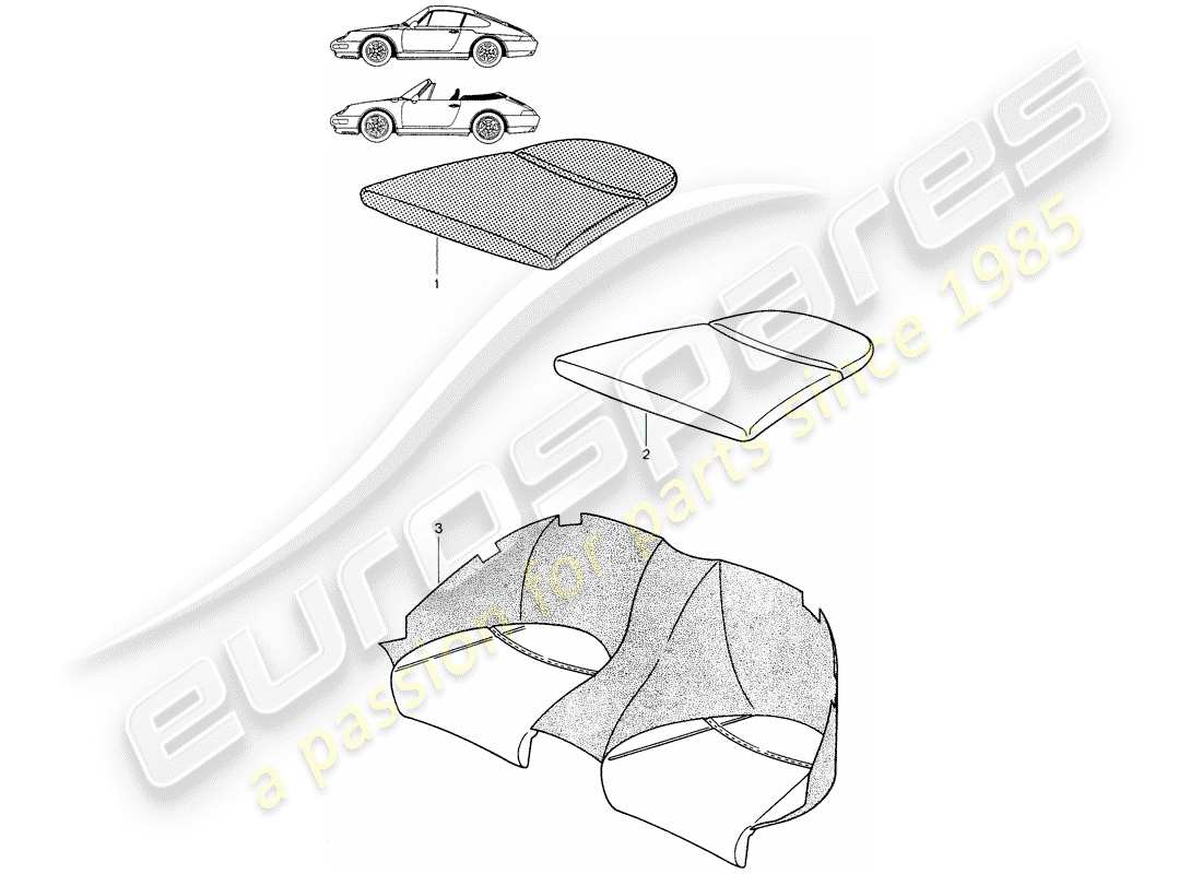 a part diagram from the porsche 1998 (seats for 944/968/911/928) parts catalogue