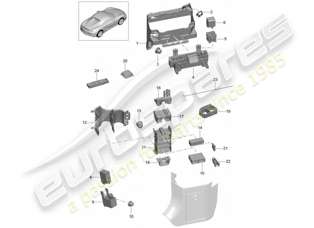 a part diagram from the porsche 2016 (981 boxster spyder) parts catalogue