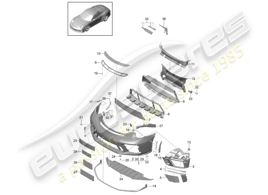 a part diagram from the porsche 2018 (991-2 r/gt3/rs) parts catalogue