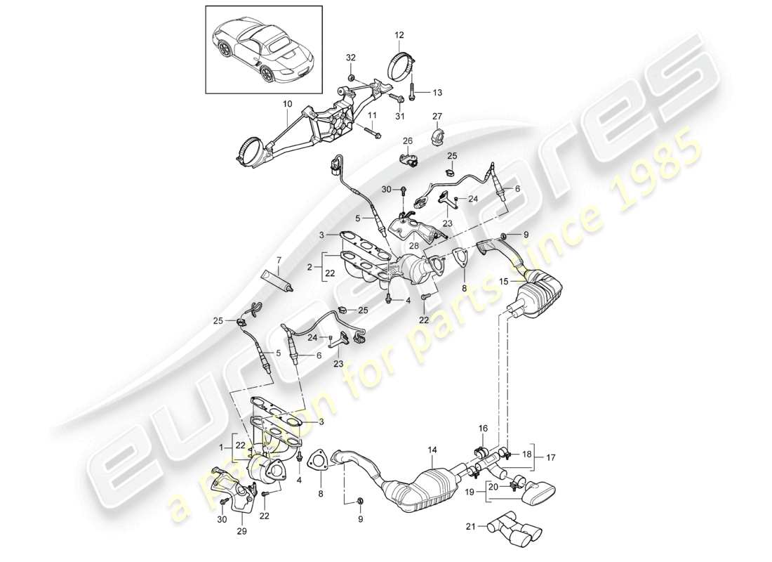 a part diagram from the porsche 2012 (987 boxster) parts catalogue