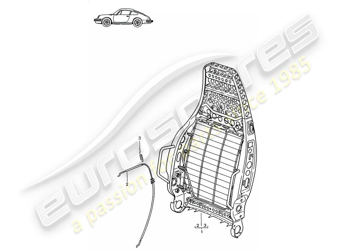 a part diagram from the porsche 1996 (seats for 944/968/911/928) parts catalogue