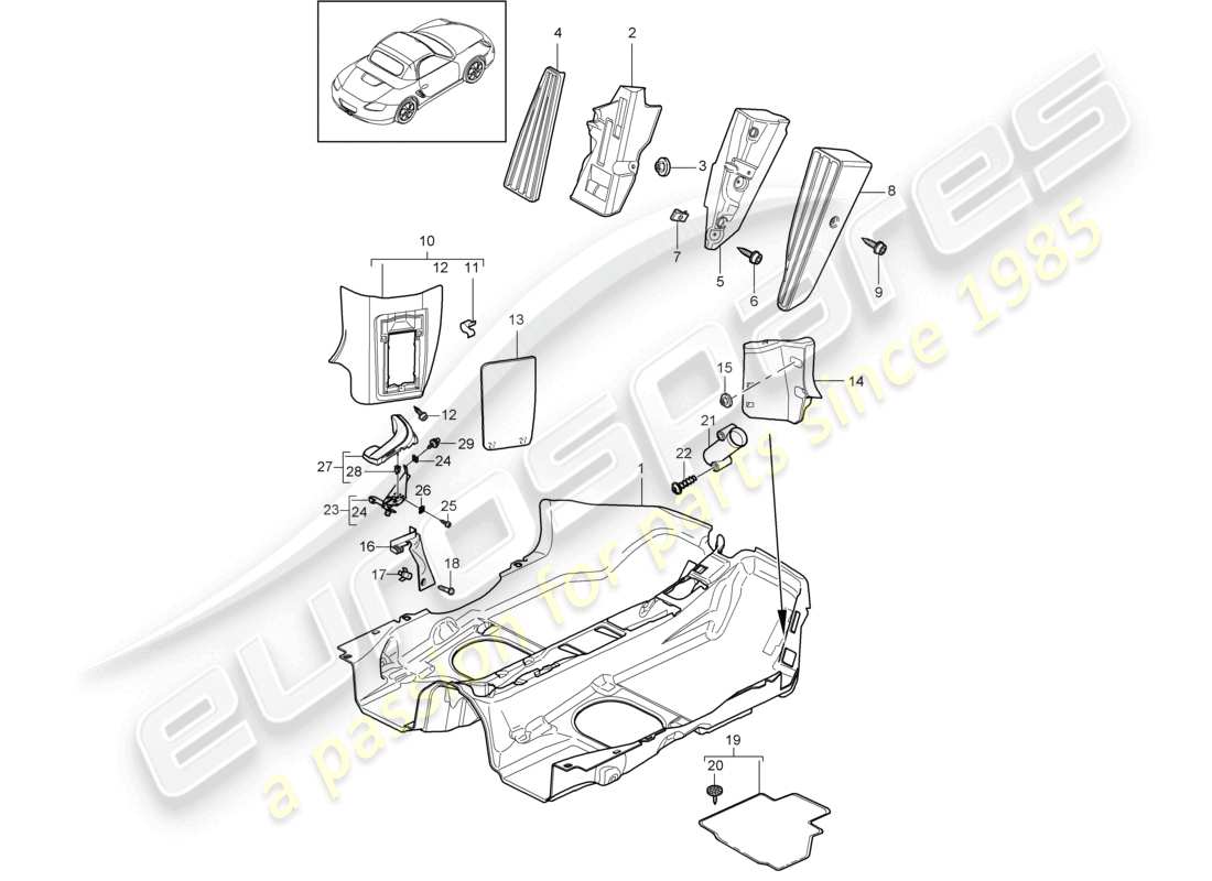 a part diagram from the porsche 2009 (987 boxster) parts catalogue