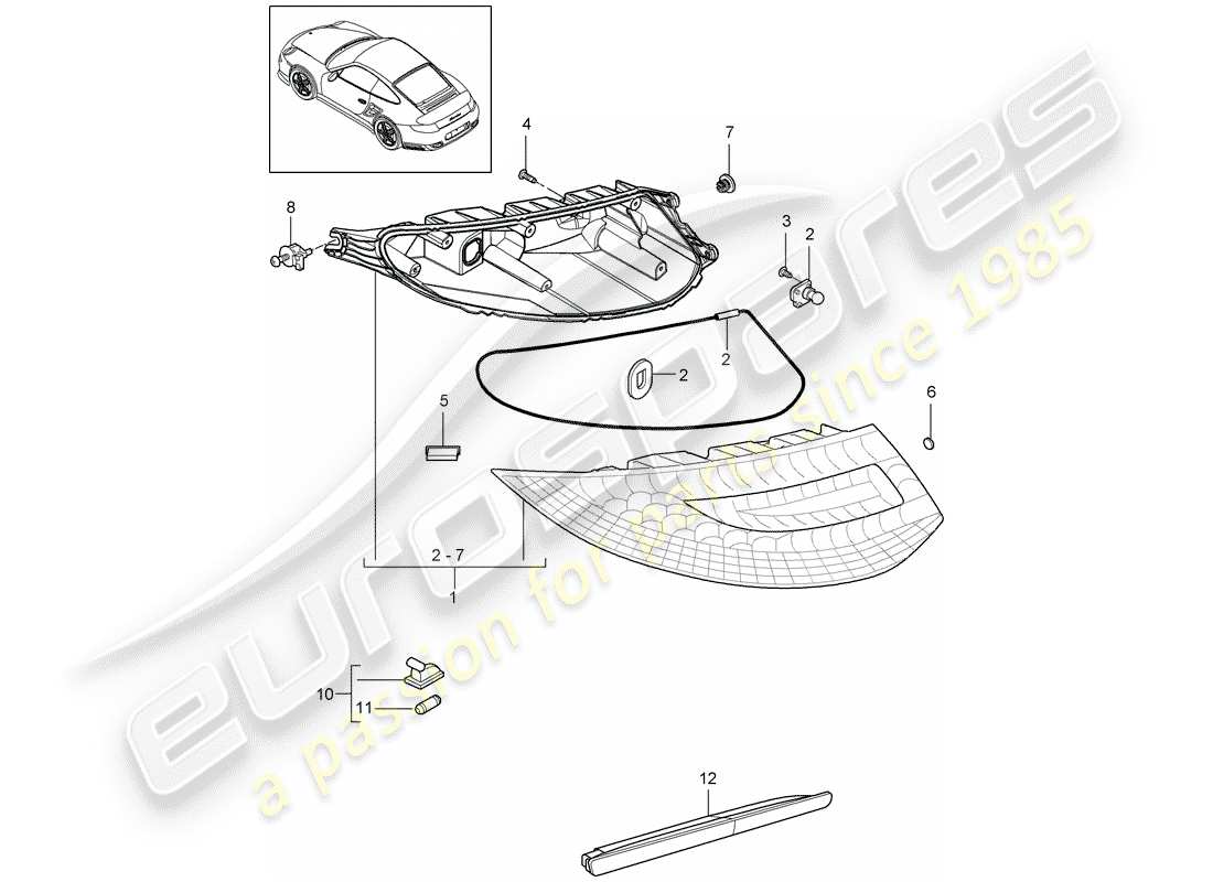 a part diagram from the porsche 2013 (997-2 turbo / gt2 rs) parts catalogue