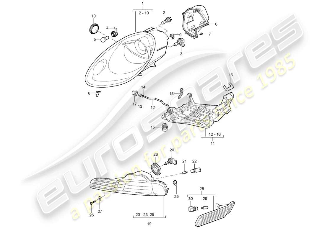 a part diagram from the porsche 2007 (987 boxster) parts catalogue