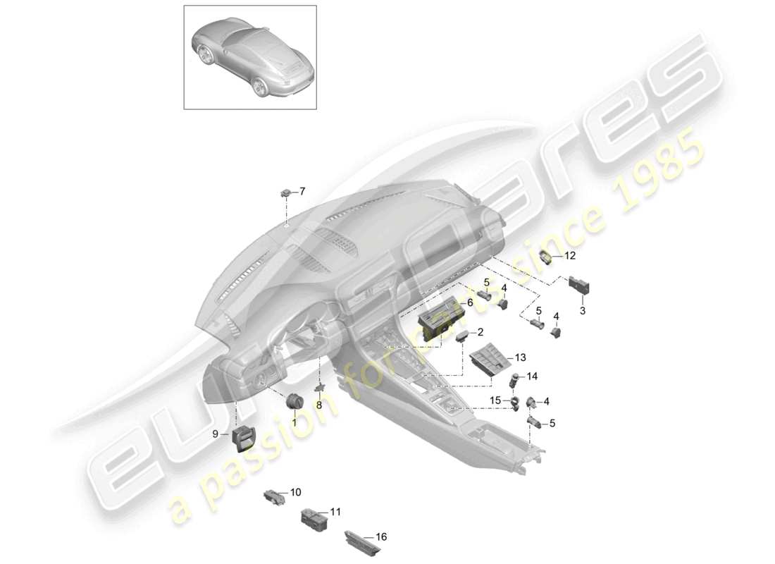 a part diagram from the porsche 2014 (991-1) parts catalogue