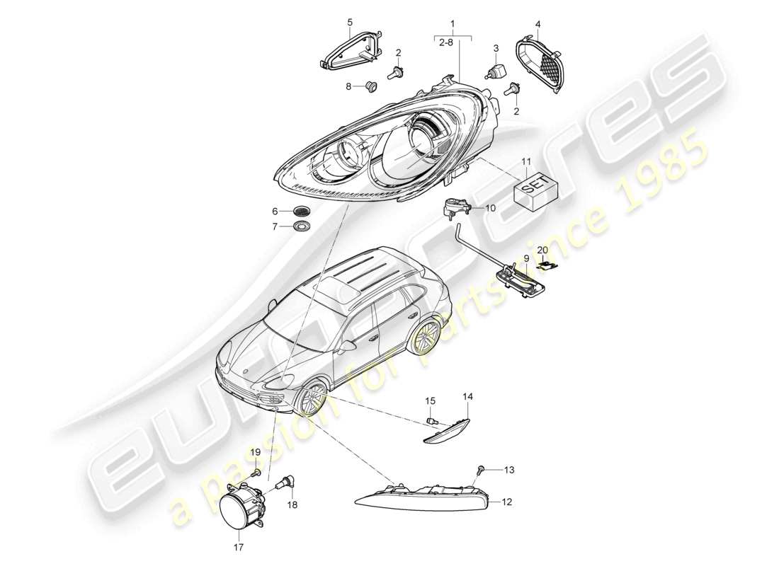 a part diagram from the porsche 2014 (cayenne e2 92a) parts catalogue