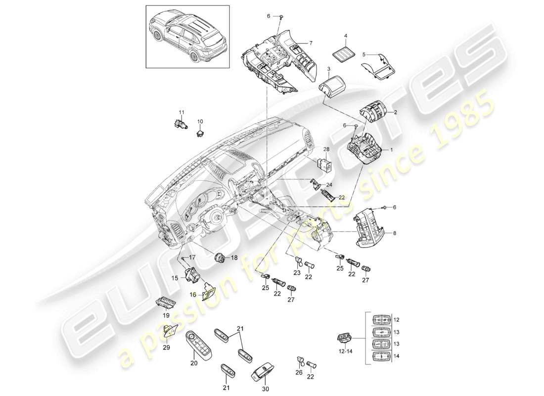 a part diagram from the porsche cayenne parts catalogue