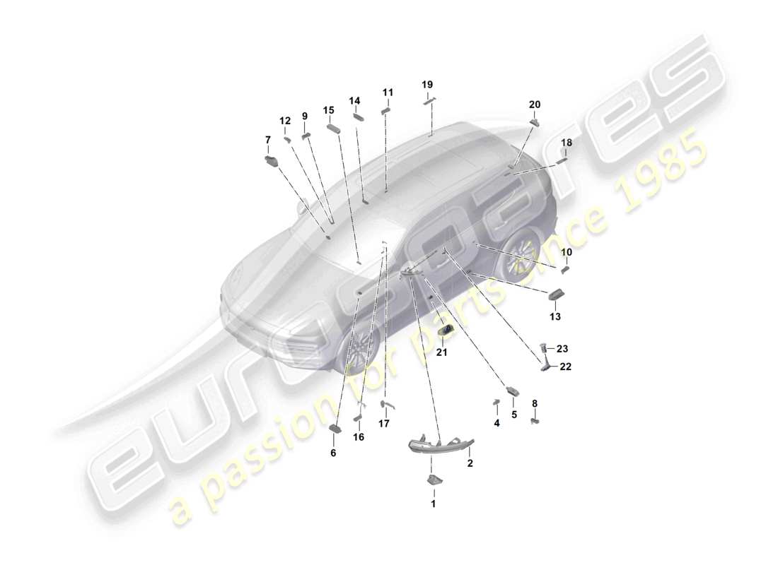 a part diagram from the porsche 2020 (cayenne e3 9ya/9yb) parts catalogue