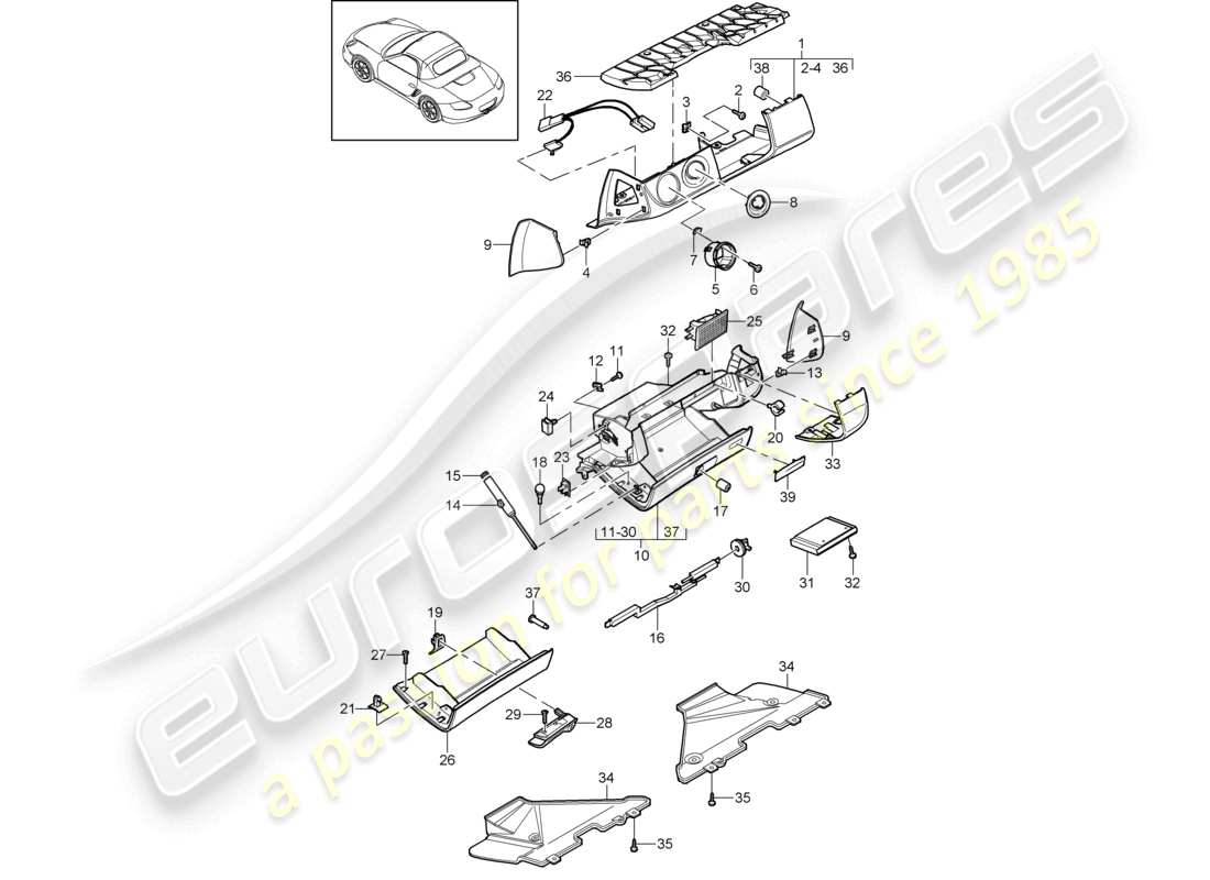 a part diagram from the porsche 2009 (987 boxster) parts catalogue