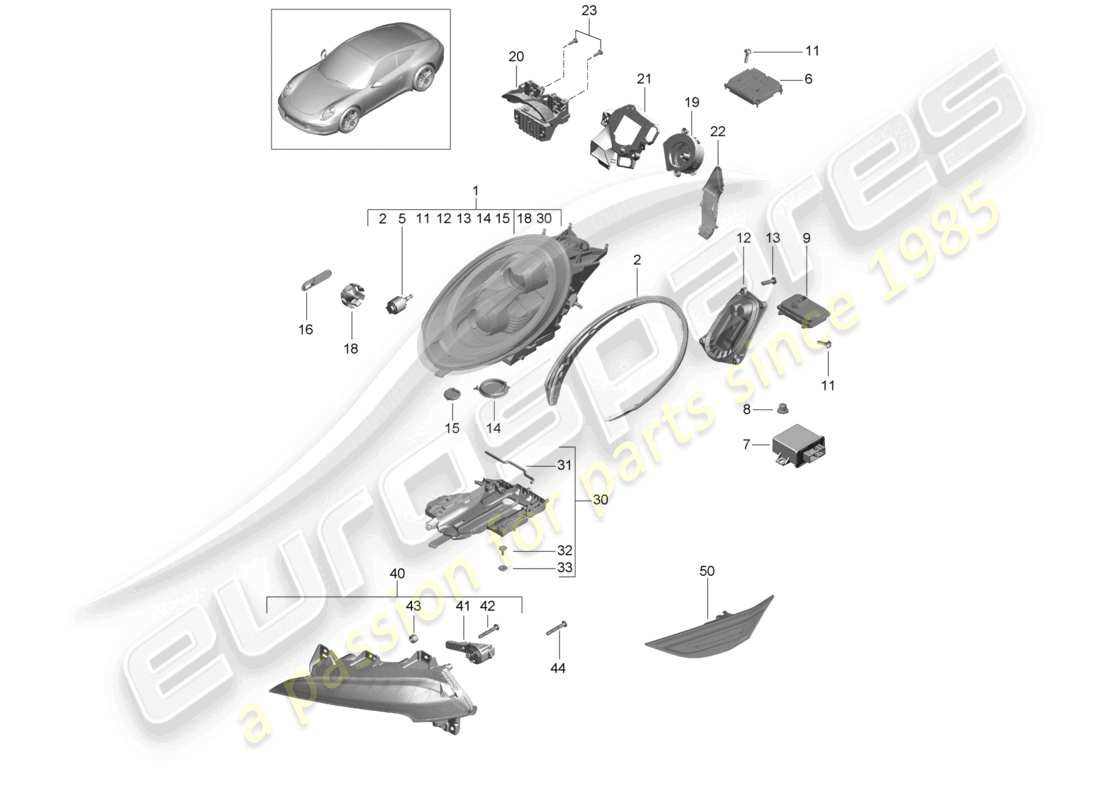 a part diagram from the porsche 2016 (991-1) parts catalogue