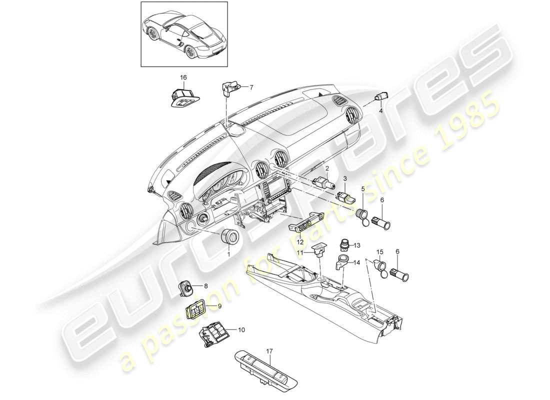 a part diagram from the porsche 2012 (987 cayman) parts catalogue