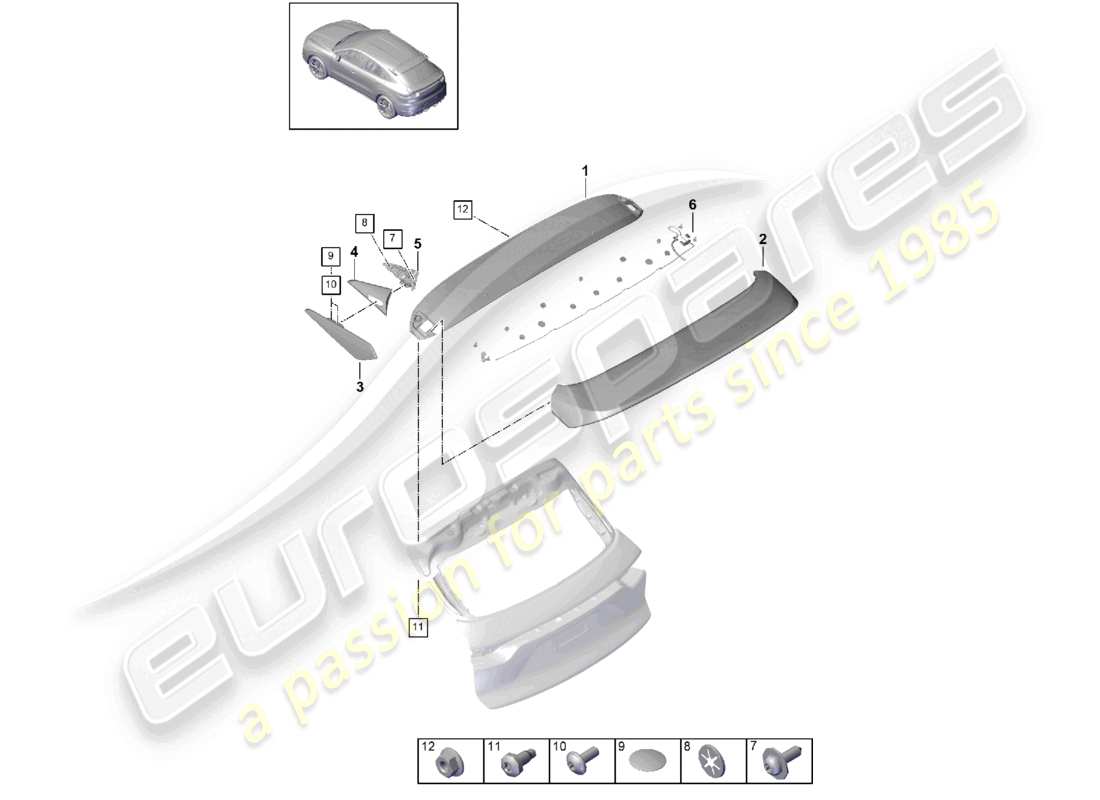 a part diagram from the porsche 2020 (cayenne e3 9ya/9yb) parts catalogue