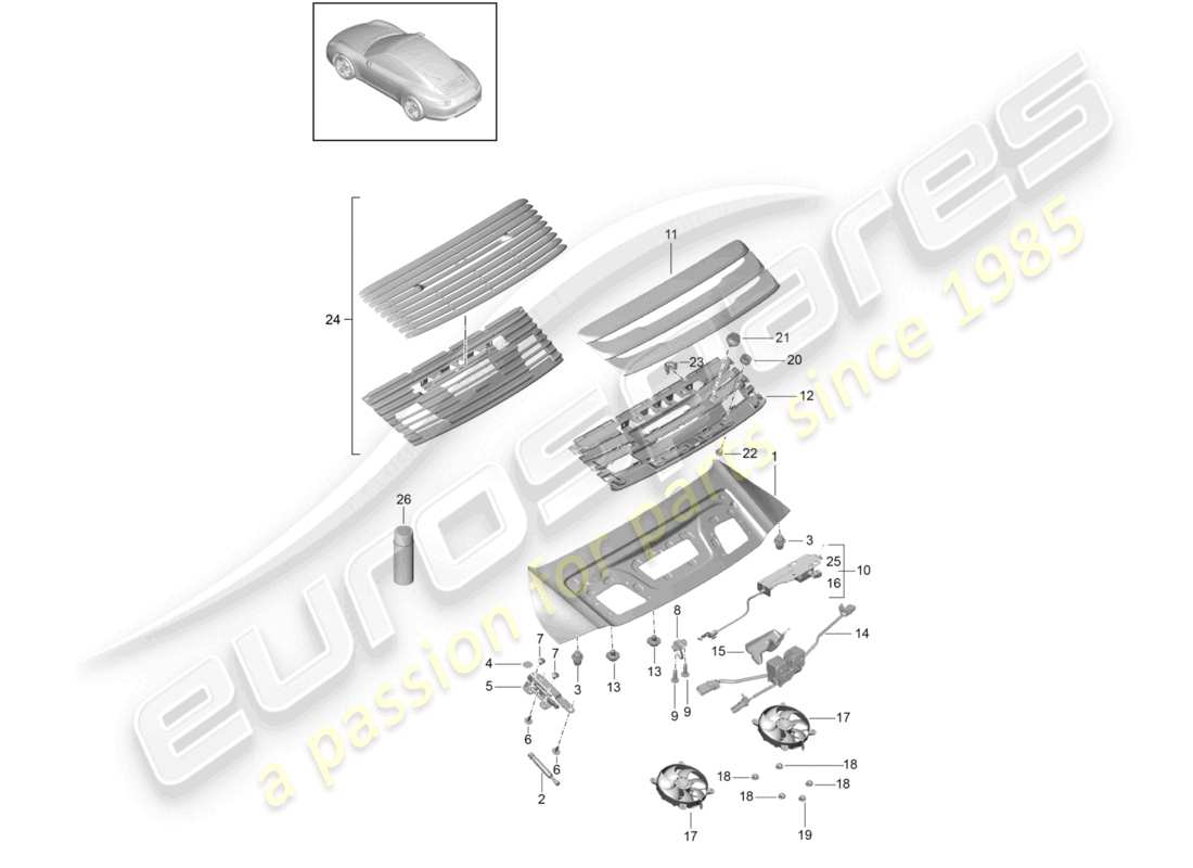 a part diagram from the porsche 991 parts catalogue