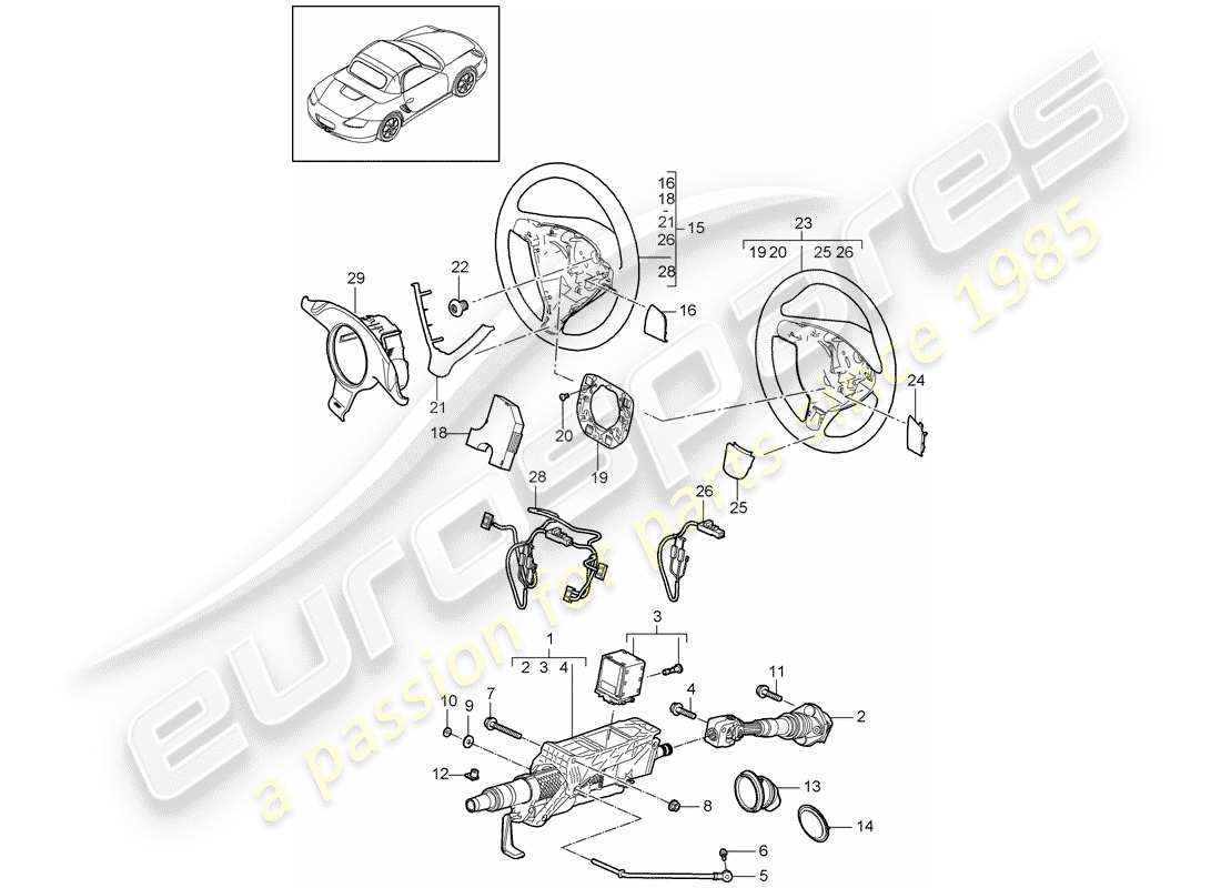 a part diagram from the porsche 2009 (987 boxster) parts catalogue