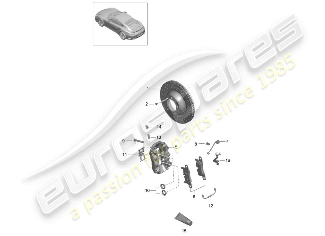 a part diagram from the porsche 2016 (991-1 turbo) parts catalogue