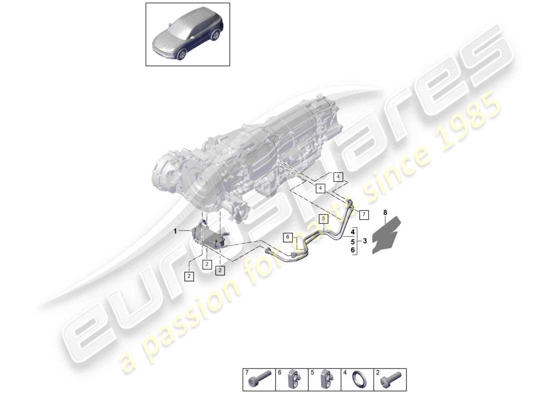 VIEW PARTS DIAGRAMS FROM THE PORSCHE CAYENNE PARTS CATALOGUE a part diagram from the porsche cayenne parts catalogue