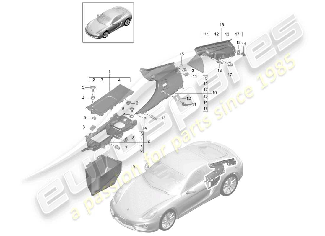 a part diagram from the porsche cayman parts catalogue