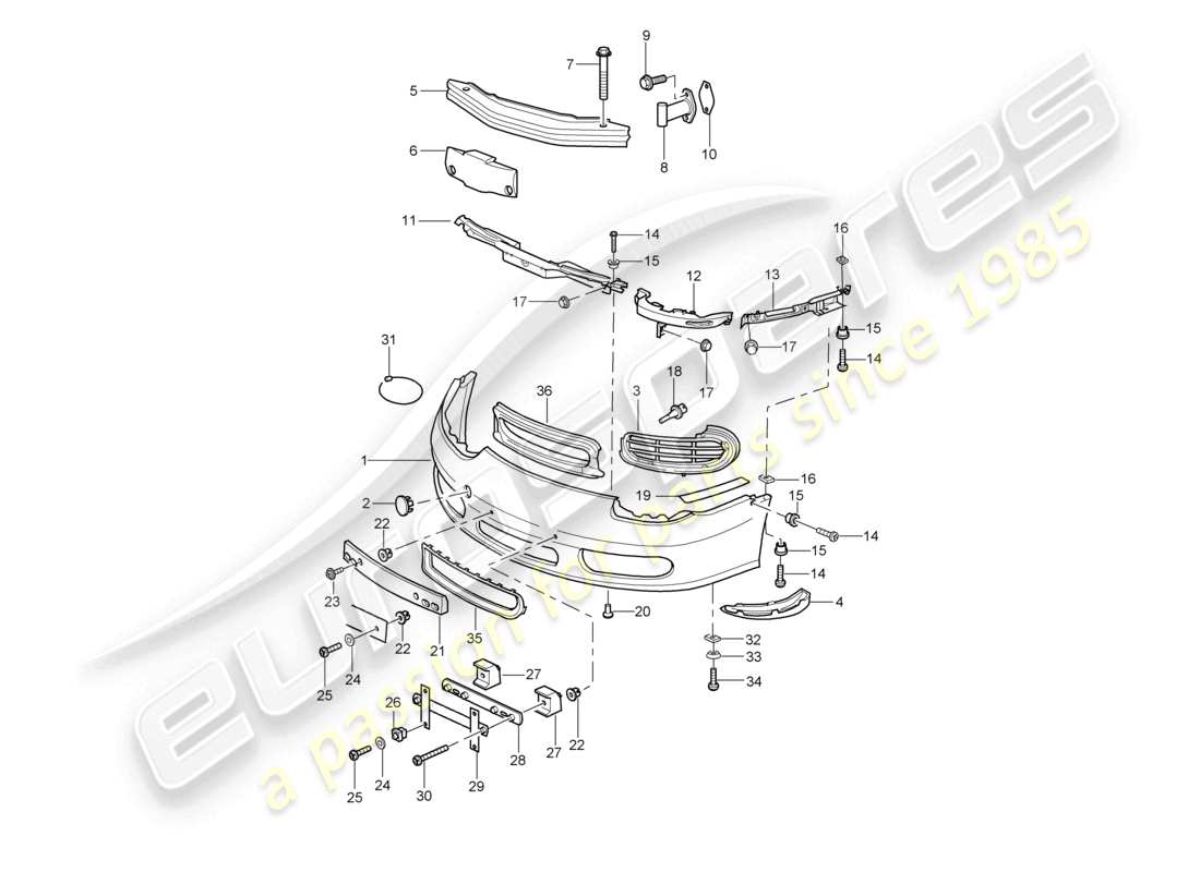 a part diagram from the porsche 2004 (986 boxster) parts catalogue