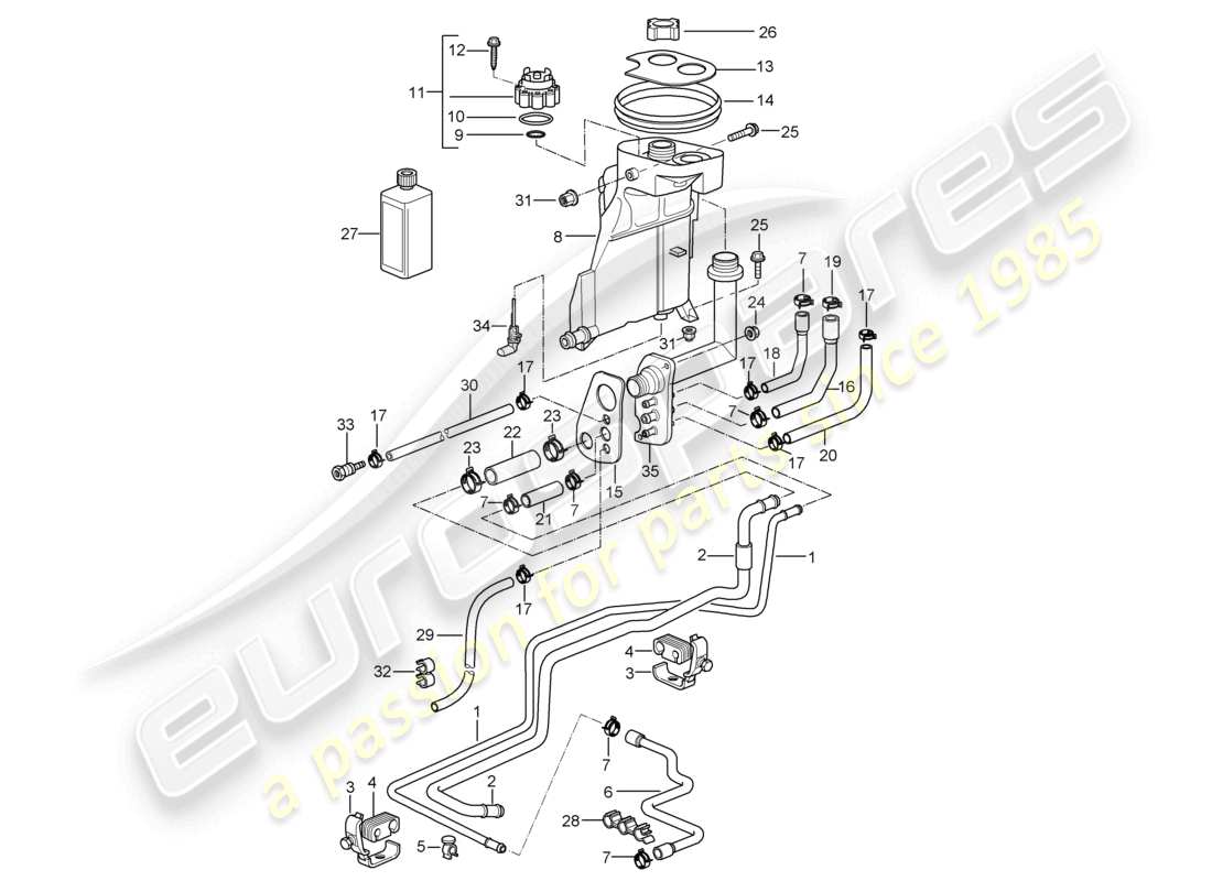 a part diagram from the porsche 2000 (986 boxster) parts catalogue