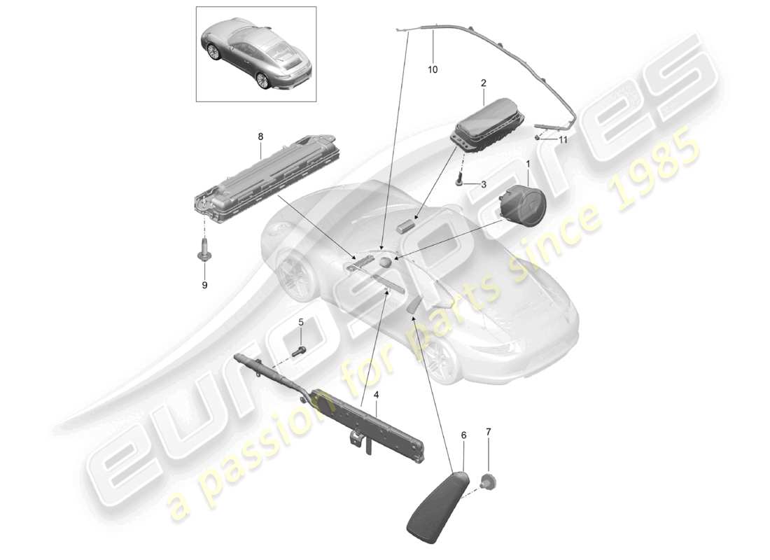 a part diagram from the porsche 991 parts catalogue