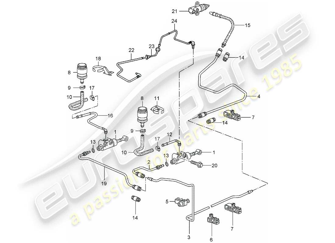 a part diagram from the porsche 2002 (996 turbo / gt2) parts catalogue