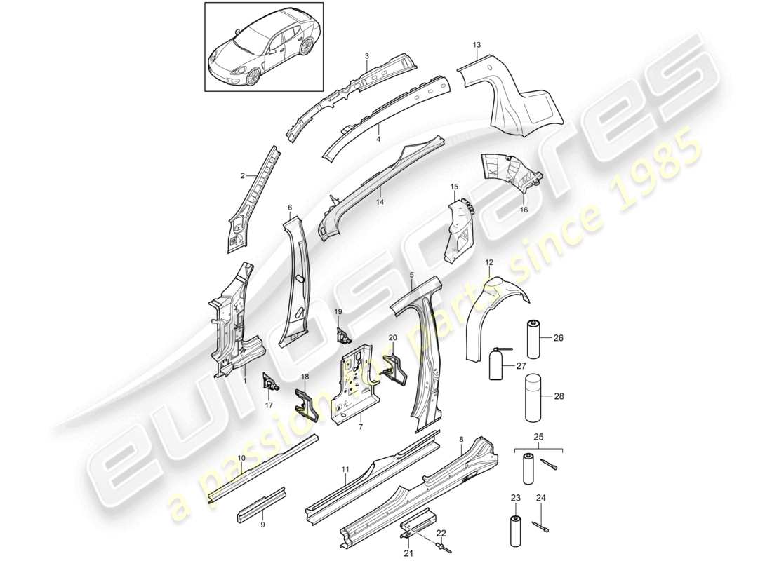 VIEW PARTS DIAGRAMS FROM THE PORSCHE PANAMERA PARTS CATALOGUE a part diagram from the porsche panamera parts catalogue