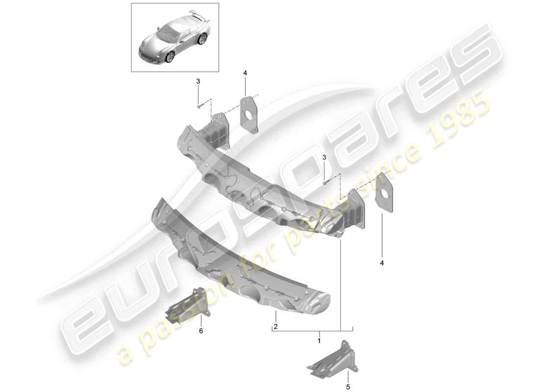 a part diagram from the porsche 2016 (991-1 r/gt3/rs) parts catalogue