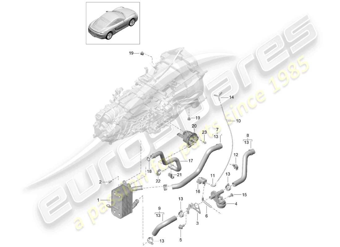 a part diagram from the porsche cayman parts catalogue